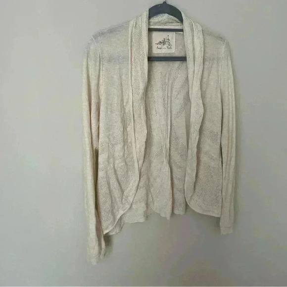 Anthropologie Angel Of The North Lightweight Wool Blend Ivory Cardigan Medium - Picture 3 of 7